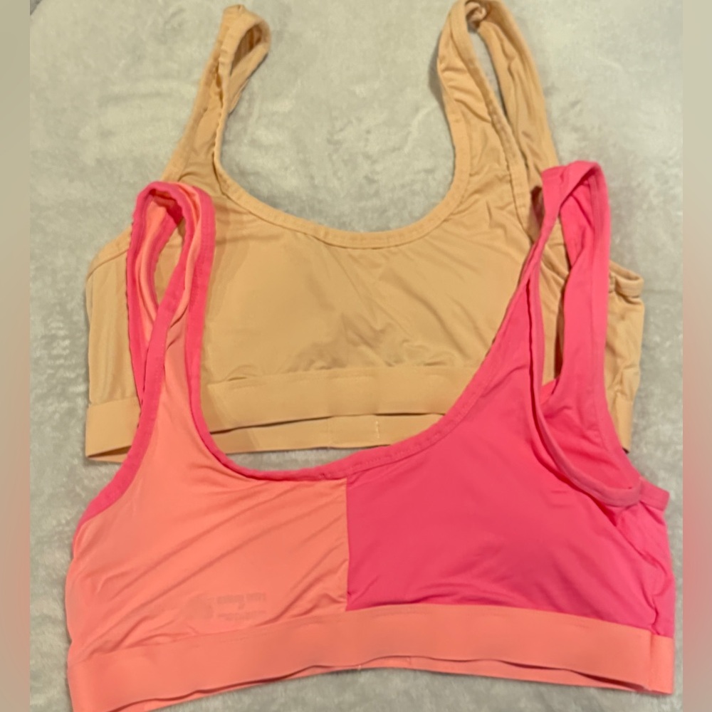 Bundle Steve Madden Pink and Tan super Soft Sports Bras size XL - Picture 2 of 8